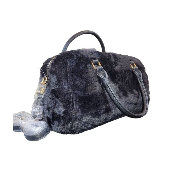 Rachel Roy Black Faux Fur Bag and Earmuffs with Removable Card Case and Strap - Picture 3 of 13